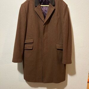 Mens Winter Brown Wool Pea Coat By Turner & Sanderson of London Races XXL